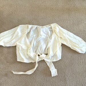 Monday swimwear ivory linen top. Size medium.
